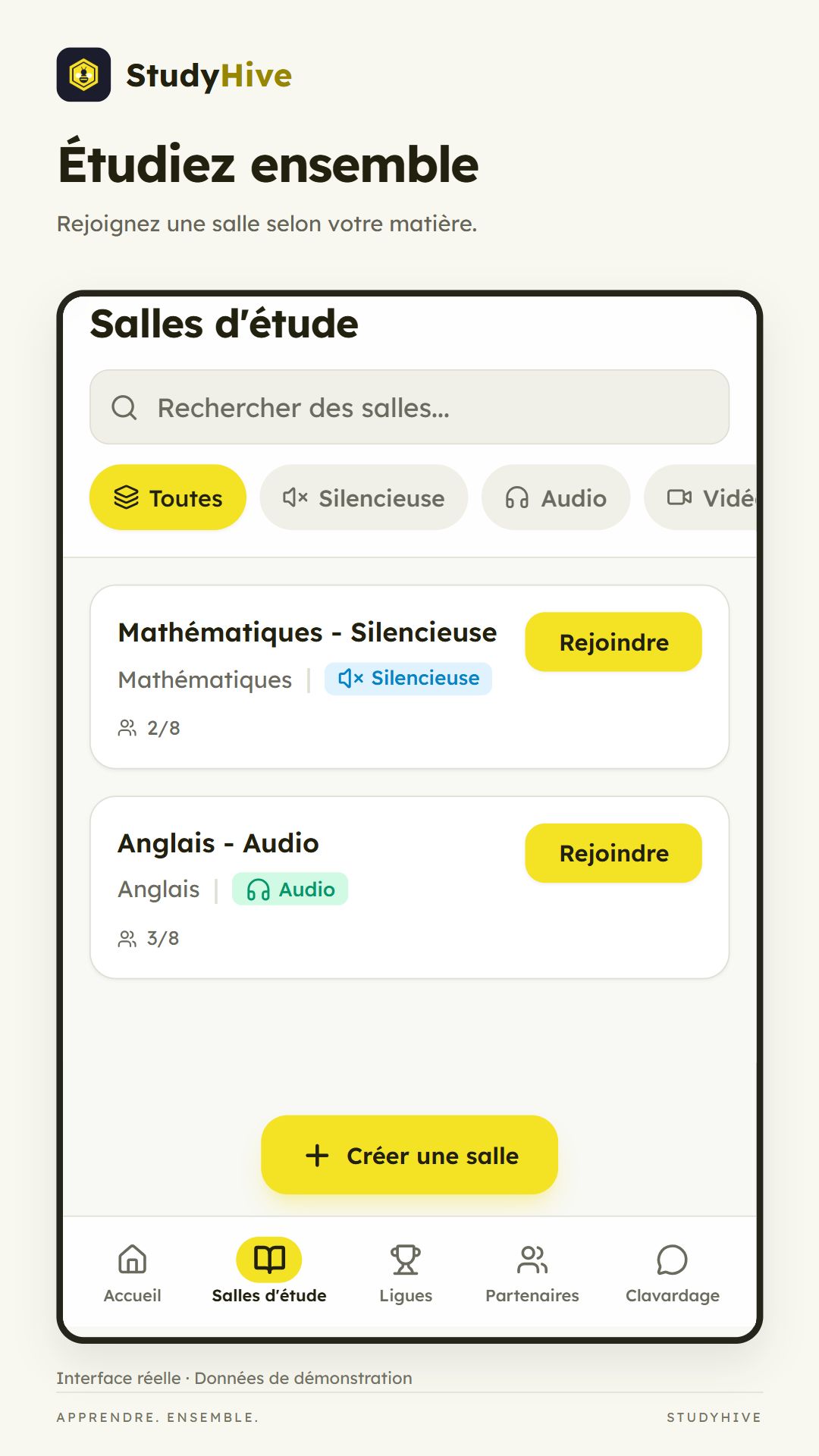 Aperçu des salles d’étude